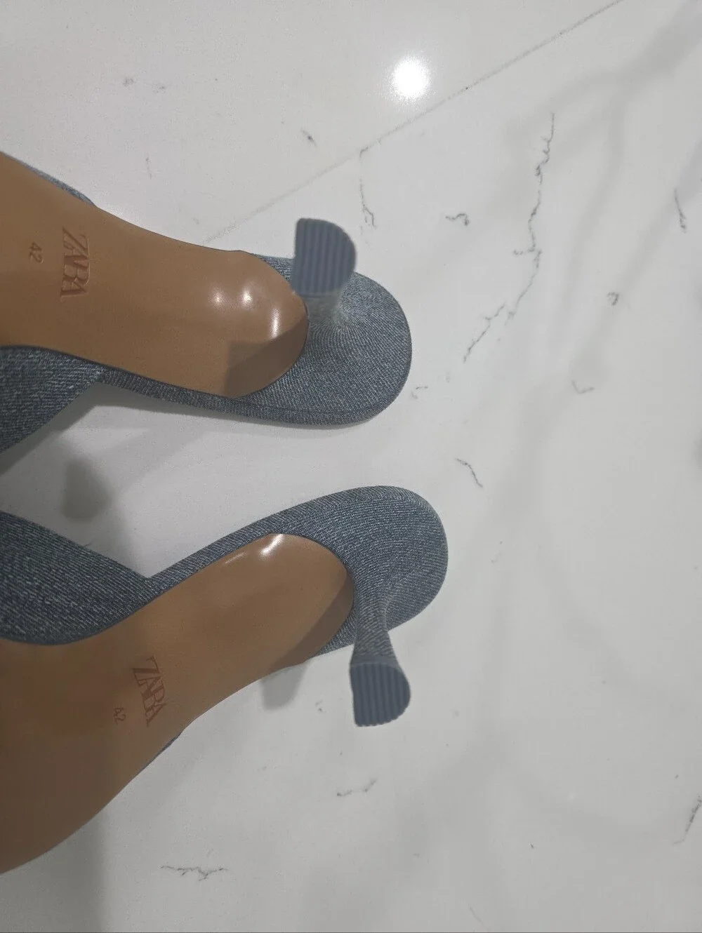 ZARA Blue Denim Heels Slide Sandals U.S. Size 11/42 Euro. NWOT. - Picture 5 of 8